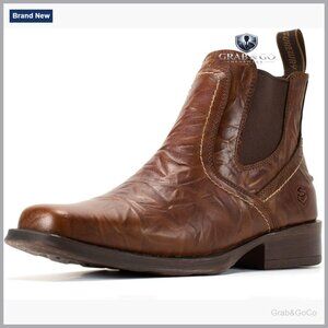 Men's Western Chelsea Cowboy Boots Square Toe Slip On Work Boots